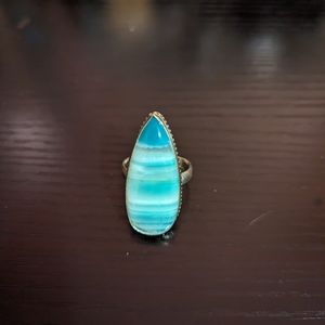 SALE - Green Banded Agate Ring